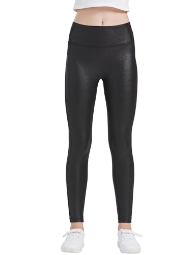 HARTPOR Faux Leather Leggings for Girls - High Waisted Stretch Pleather Leggings Teens Leather Pants3