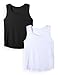 Hvididan Tank Tops for Girls 2 Packs 10-12 Athletic Tank Tops Racerback Sleeveless Crewneck Crop Top Workout Running Dance Yoga Black/White