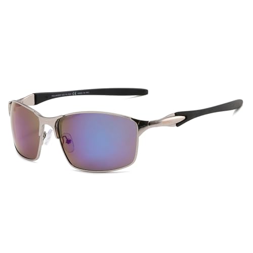 SOMOC Gafas de sol para Hombre y Mujer, Polarizadas, Al-Mg Metal, Conducir Running Pesca Protección UV400 SP-9347, C4