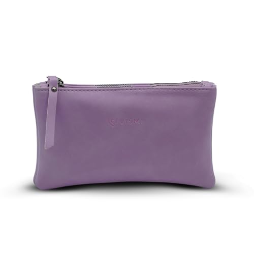 Image of VISMIINTREND PU Accessories Pouch for Stationery & Cosmetics - High Capacity Pencil Bag, Large Pen & Pencil Case for School, College, and Office (Lavender)