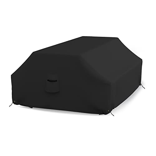 Covers & all Picnic Table Cover, 12 Oz Waterproof UV & Weather Resistant Protector, Outdoor Patio Table Bench Outside Furniture Cover with Air Vents & Drawstrings (98”L x 63”W x 37”H, Black)