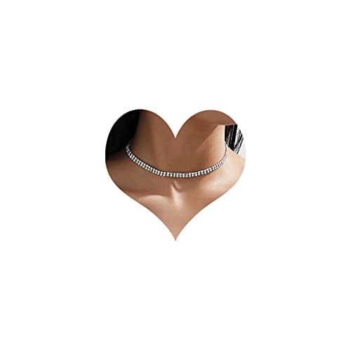 TseenYi Collar Gargantilla Diamantes Imitación Brillante Gargantilla Plata Cz Diamante Gargantilla Corta Brillo Collar De La Cadena De La Novia De La Joyería Para Las Mujeres Y Niñas Regalos Cover