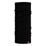 menique 100% Merino Schlauchschal – Herren Damen Einlagiger Langer 100% Merinowolle Loop Schal, Multifunktionstuch, Halswärmer, Motorrad Halstuch, Ski-Maske, für Outdoor & Sport (Schwarz)