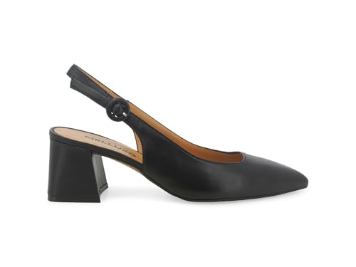 Escarpins à bride arrière pour femme d179q - Chaussures talon cuir noir élégantes