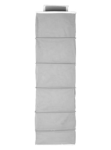 Image of Hanging Closet Organizer for Clothes Storage | Foldable Wardrobe Hanging Storage Rack | Non-Woven Multipurpose Cupboard Organizer for Clothes, Towels & Accessories (Grey, Pack of 2, 6)
