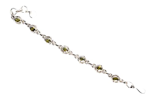 Pulsera de peridoto natural en plata de ley 925: alta joyería con diseño FSJ-521