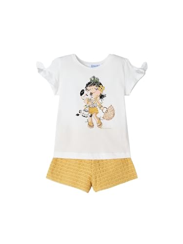 Mayoral Conjunto Niña short – Camiseta Sin Mangas – Conjunto Verano Niña - Sport – Camiseta y Pantalon corto para niña - Ropa de Regalo – Para niñas de 2 años a 8 años (3 años, Miel)