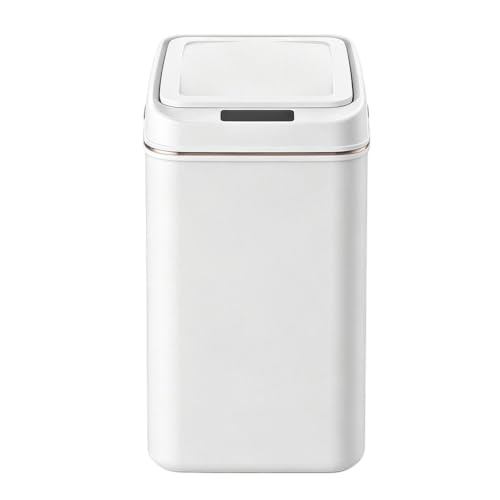Cubo de basura cuadrado y fino con sensor inteligente y tapa para baño y hogar