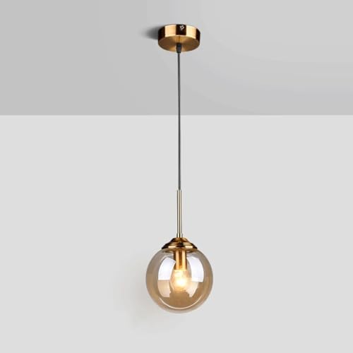 LIGINOK Luminaire Suspension Vintage Industriel Lustre en Verre Boule E27 Lampe de Plafond Moderne...