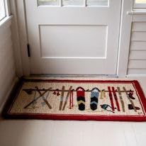 Chandler 4 Corners Artist-Designed Ski Rack Hand-Hooked Wool Accent Rug (2' X 4') Winter Rug For Entryways, Hallways, Living Rooms - Easy Care & Low Maintenance - Winter, Ski Gear Throw Rug For Homes #TOP3