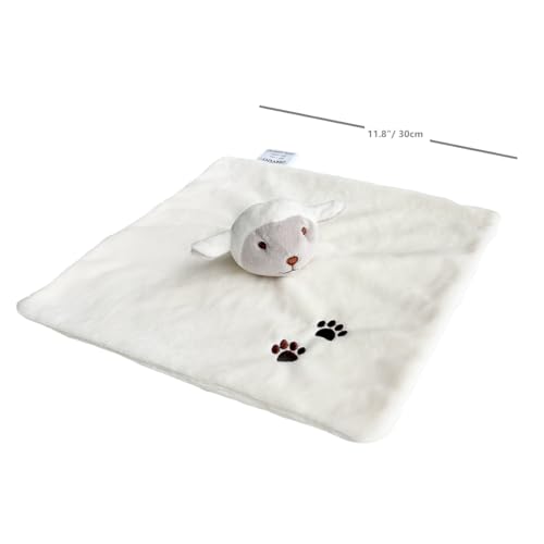 Image of CREVENT Cozy Plush Baby Security Blanket Loveys for Baby Girls Boys, Stuffed Animal Ring Rattle Shaker Toy for Newborns (Sheep)