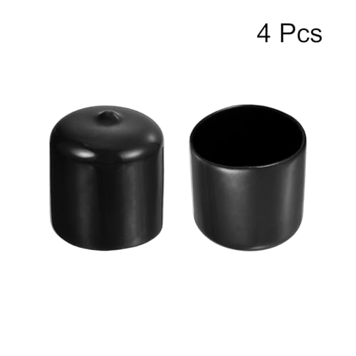 Image of uxcell 4pcs Rubber End Caps 1 1 /4 inch(32mm) ID Vinyl Round End Cap Cover Screw Thread Protectors Black, 30mm Height