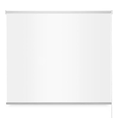 TIENDA EURASIA – Estor Ventana Enrrollable | Estores Enrollables | Traslúcido Liso Permite Paso de la Luz | Material Plástico + Tela | Estores sin Taladrar | Ventanas y Puertas (Blanco 120 x 180 cm)