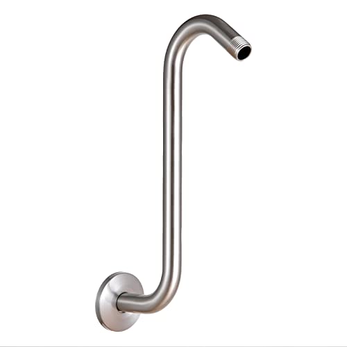 Offo Shower Head Extension Arm 12 Inch, Brushed Nickel S Shaped Shower Arm With Flange High Rise Goose Neck Shower Arm Extension #TOP27
