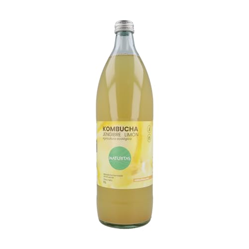 Kombucha jengibre-limón BIO | 1 L | Naturitas Essentials | Kombucha Bio jengibre y limón | Fermentación viva con SCOBY | Refrescos