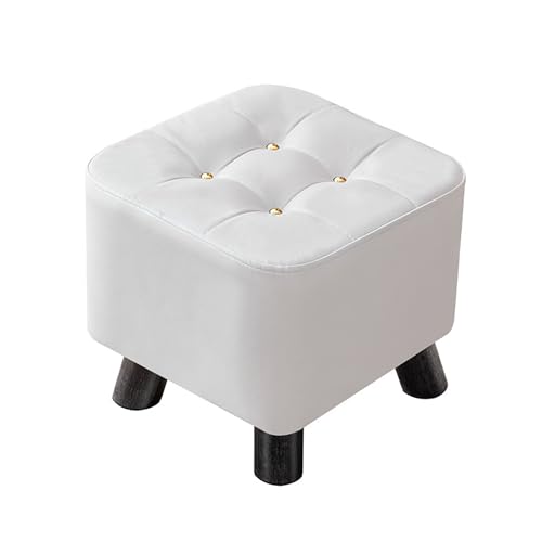 オットマンスツール 脚置きスツール 滑り止め 低い腰掛け PUレザー ソファ 足置き 玄関 化粧スツール 家庭 リビングルーム 寝室 多機能 リビング/玄関/寝室適用 (ホワイト,30*30*30cm)