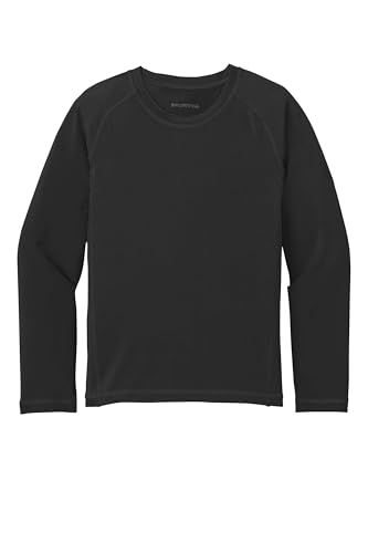 SPORT-TEK Youth Long Sleeve Rashguard Tee | Lightweight Summer T-Shirt for Boys & Girls, Athletic Fit Clothing with UPF 50 Rating for Kids Black