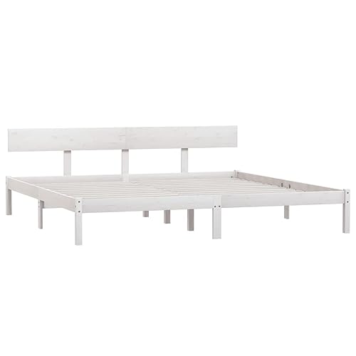 Vidaxl Struttura Letto In Legno Massello Di Pino Bianco, 180 X 200 Cm, Super King Size