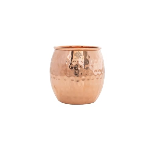 INDIAN ART VILLA Hammered Copper Glass Tumbler, Serveware & Drinkware, Ayurveda Healing, 550 ML
