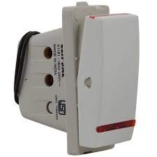 Schneider Electric Opale Plastic 6A 1 Way Switch with Indicator (White)