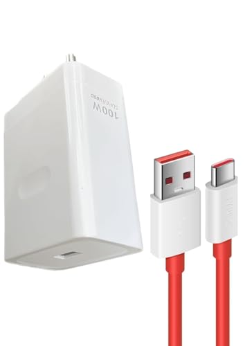 Image of Original Rapid Fast Charger 100W Adapter with Cable Compatible with OnePlus|Nord 2|Nord 2T|Nord 2 5G|10 Pro|10T|10 Pro 5G|(Cable Included)|Supervooc, White