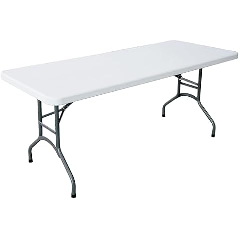 Peakform Multipurpose Banquet Table Lightweight Folding Durable Desk with Secure Base for Indoor and Outdoor Events, 6 Foot, White Cover
