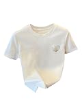 Verdusa Rhinestone Tops for Women Graphic Tees Crew Neck Short Sleeve Casual Loose T Shirts White a