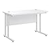 HOMCOM Escritorio Mesa de Ordenador Moderna con 2 Orificios para Cables con Pies Ajustables Mesa Multifuncional para Oficina Estudio 120x60x75 cm Blanco