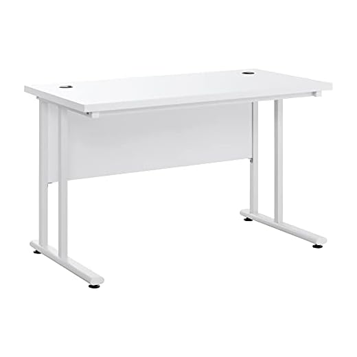 HOMCOM Escritorio Mesa de Ordenador Moderna con 2 Orificios para Cables con Pies Ajustables Mesa Multifuncional para Oficina Estudio 120x60x75 cm Blanco