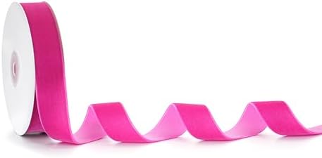 Velvet Ribbon Decorations for Christmas Tree DIY Crafts, Xmas Hot Pink Ribbons for Wedding Hair Bows Flower Home Garland Decor 1'' x 10 Yards x 1 Roll