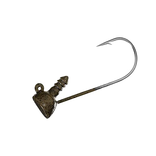 Buckeye Lures Spot Remover Jig Head With Nickel Ultra-Point Hook For Soft Plastic Bass Fishing Baits, 5 Pack, Green Pumpkin, 5/16 Oz #TOP1