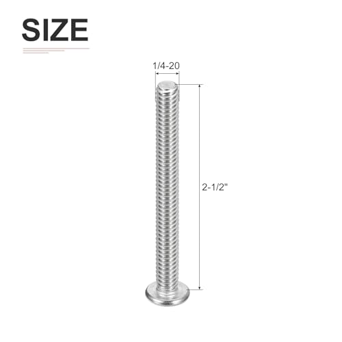 DTGN 1/4-20x2-1/2" Pan Head Machine Screws, 10Pcs 304 Stainless Steel, Phillips Drive, UNC Full Thread, Bright Finish, Screws Bolts Kit - Image 2