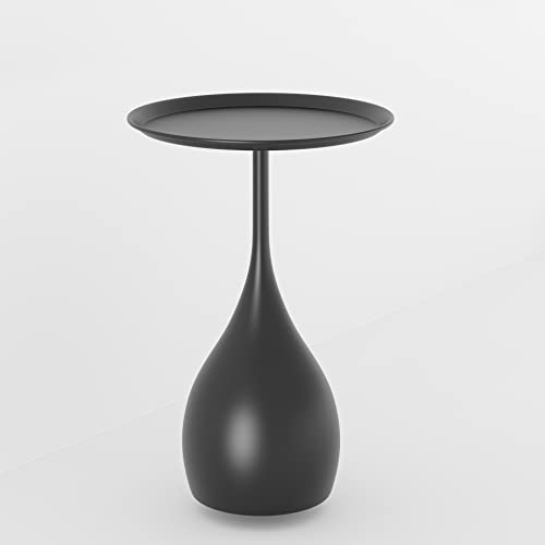 Tavolino in Metallo con Piano a Vassoio, tavolino da caffè Rotondo Piccolo, tavolino da Divano, tavolino Moderno, Comodino per Camera da Letto, Facile Montaggio (Blu)