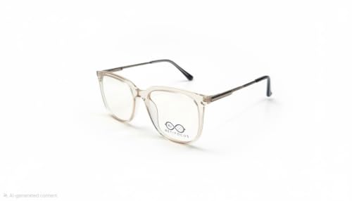 Image of Soft Square Optical Eyeglass Frame for Men & Women, Front with Metal Temples, Clear Demo Lenses, Lightweight Mixed Material Frame, Ribbed Temple Design for Prescription Lens Replacement