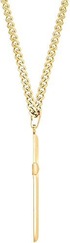 Men's 24k Gold Plated Beveled Cross Necklace with 3mm Cuban Link Chain3