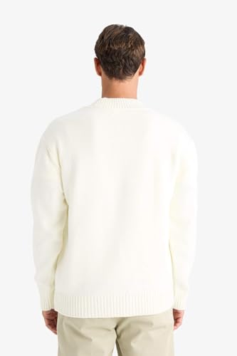 كارديجان بوليرو تريكو بقصة مريحة ورقبة بشكل V وأكمام قصيرة للرجال من ديفاكتو، بيج اكرو، مقاس ميديوم M