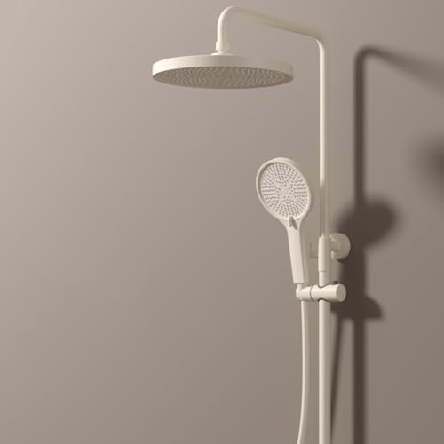 Ensemble mitigeur de douche réglable blanc au design minimaliste effet pluie - 7