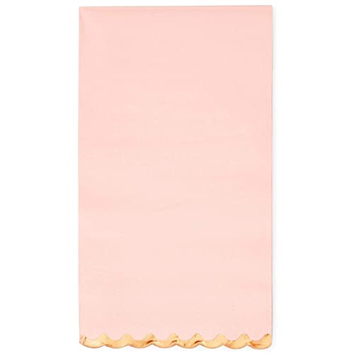 50 Pack Pink Paper Dinner Napkins With Gold Foil Scalloped Edges For Birthday Party, Wedding (3-Ply, 4 X 8 In) #TOP3