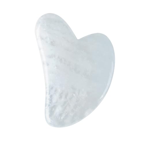 Sun & Sia - Gua Sha Face Massager in Natural Rock Crystal Stone (+ Cover) – for Refreshing Tone, Treating Puffiness and Dark Circles, Stimulating Circulation – Firmer and Elastic Skin
