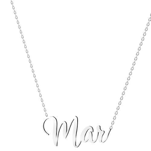 various Collar Nombre Mar Acero Inoxidable Colgante Nombre Personalizado Plateado para Collar Mujer Regalos Personalizados para Mujer Madres Niña Parejas, Mejor Amiga