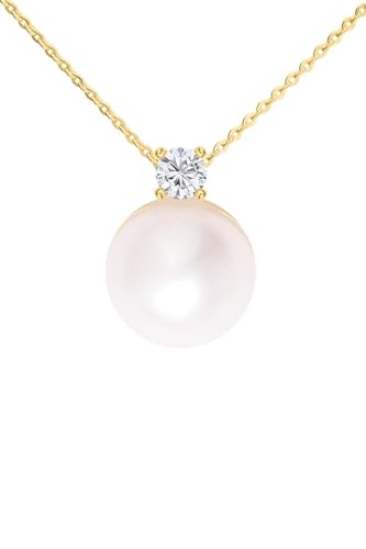 My Gold Damen Halskette Gold 333 Kette mit Anhänger Echtes Gelbgold (8 Karat) Zirkonia Schwarz Weiß 45cm Goldkette Gracia