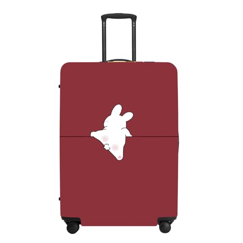 Image of Burgundy Rabbit Luggage Protector, Washable Suitcase Cover Simple Animal Pattern Anti-scratch for 32 inch,34 inchBag