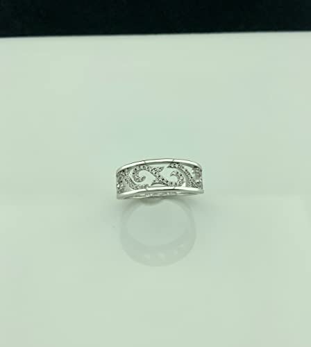 Sterling Silver Cz Filigree Vine Ring - Size 7 #TOP2