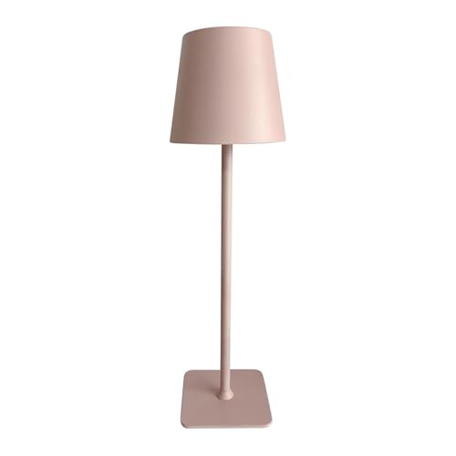 Mikasa LED Cordless Metal Table Lamp, Portable Rechargeable 5,000 mAh, 3 Color Stepless Dimming, Pink, 4.25×4.25×14.8 Inch