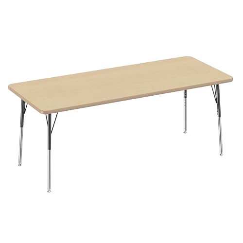 FDP 30" x 72" Rectangle Table with Swivel Glide Legs - Maple/Maple/Black