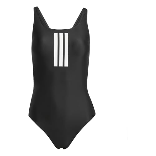 Adidas Damen 3 Stripes V-Back Swimsuit, Black/White, 40