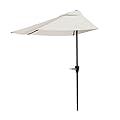 Half Umbrella Outdoor Patio Shade - 9 ft Patio Umbrella with Easy Crank - Small Canopy for Balcony, Table, or Deck by Pure Garden (Tan)