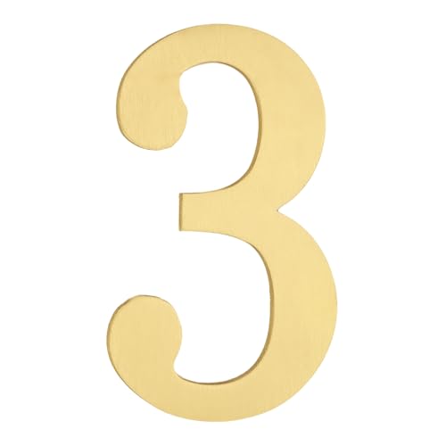 Image of sourcing map House Numbers for Outside, 2.76 Inch Self Adhesive Brass Mailbox Decor Number Stickers for Apartment Office Hotel Room Door Signs(Number 3)