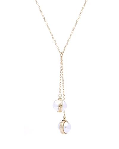 Karen Millen Collar de perlas con logotipo de doble gota para mujer, Latón