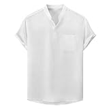 CEWIFO Camicia Manica Corta Uomo Lino T-Shirt Maglietta Cotone Lunga Maniche Lunghe Felpa Leggera con Zip